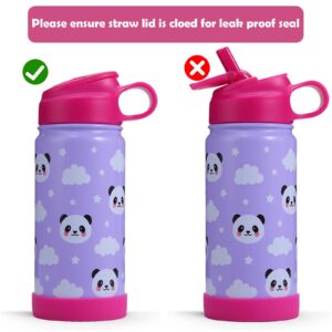 FROSCOLD Kids Water Bottle with Leakproof Dust Free Straw Lid, 14oz Water Bottles Kids with Boot, Double Wall Stainless Steel Vacuum Insulated Kid Water Bottle for School Boys Girls Toddler (Fish)