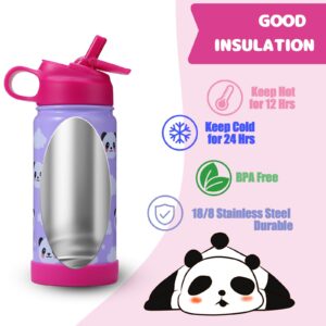 FROSCOLD Kids Water Bottle with Leakproof Dust Free Straw Lid, 14oz Water Bottles Kids with Boot, Double Wall Stainless Steel Vacuum Insulated Kid Water Bottle for School Boys Girls Toddler (Fish)