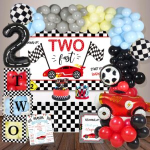yshmfeux two fast birthday decorations party supplies, race car 2nd birthday decorations, baby boy 2nd birthday decorations, 2nd birthday decorations for boy