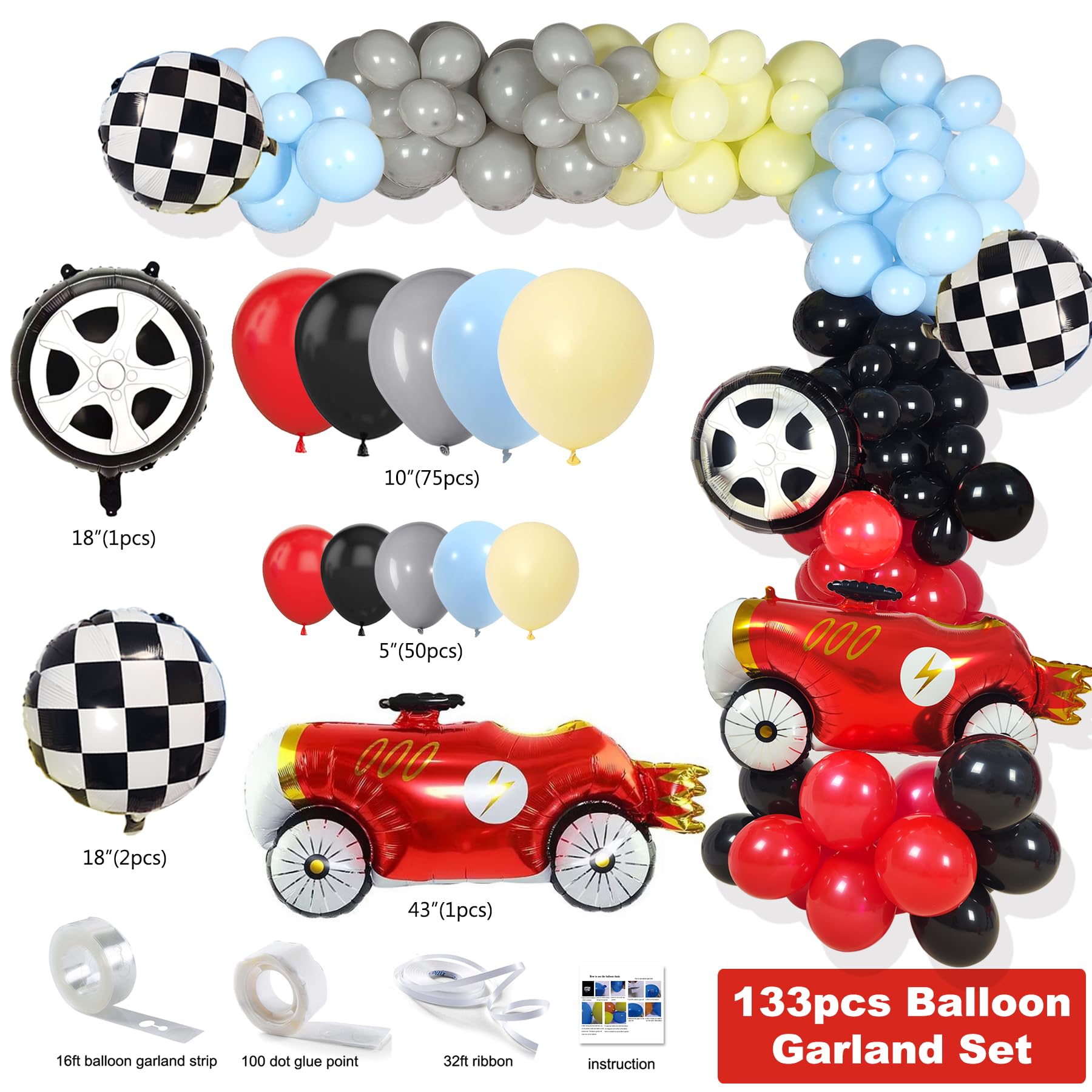 YSHMFEUX Two Fast Birthday Decorations Party Supplies, Race Car 2nd Birthday Decorations, Baby Boy 2nd Birthday Decorations, 2nd Birthday Decorations for Boy