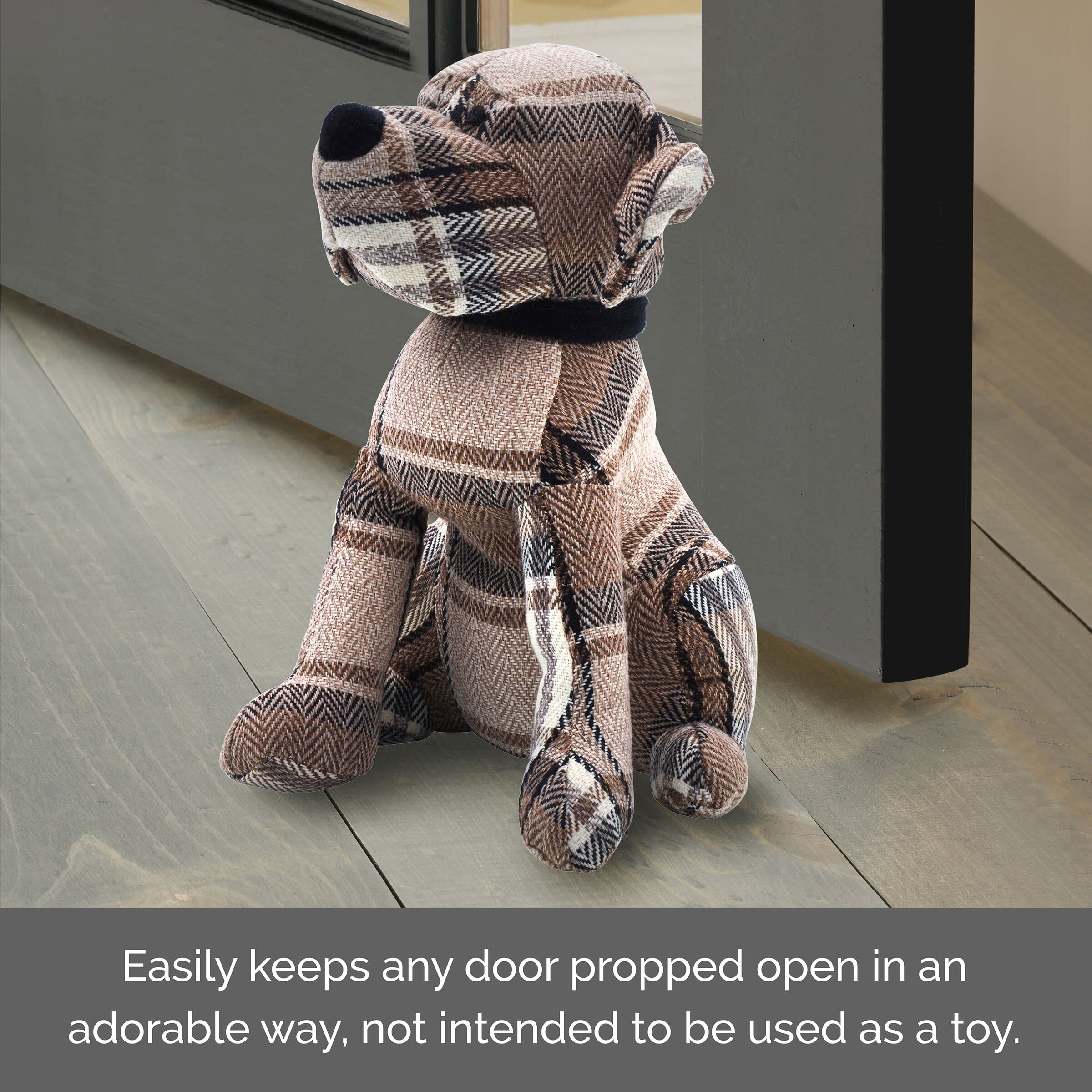 Elements 7.09x9.06x10.43 Inch Brown Plaid Dog Weighted Fabric Door Stopper