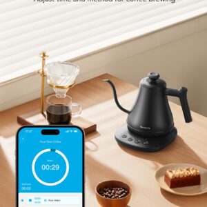 GoveeLife Smart Electric Kettle, 0.8L WiFi Gooseneck Kettle Compatible with Alexa, 5 Modes for Use, 3-minute Fast Heating and 2H Keep Warm, Auto-Shut off for Safety, Stainless Steel, Matte Black…