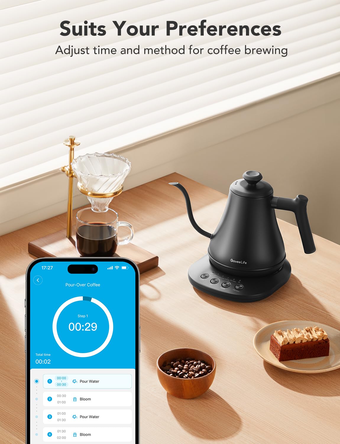 GoveeLife Smart Electric Kettle, 0.8L WiFi Gooseneck Kettle Compatible with Alexa, 5 Modes for Use, 3-minute Fast Heating and 2H Keep Warm, Auto-Shut off for Safety, Stainless Steel, Matte Black…