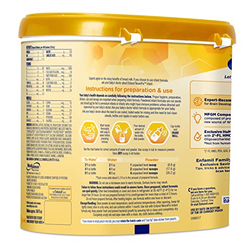 Enfamil NeuroPro Baby Formula, Milk-Based Infant Nutrition, MFGM* 5-Year Benefit, Expert-Recommended Brain-Building Omega-3 DHA, Exclusive HuMO6 Immune Blend, Non-GMO, 124.2 oz​