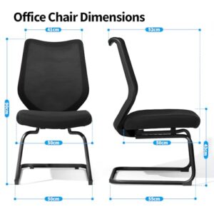 FYLICA Office Chairs No Wheels Conference Room Chair Breathable Mesh Upgraded Cushion and Sled Base, Mid Back Reception Chair No Armrests (1, Black)