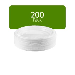 PLASTICPRO 200 PCS White Plastic Round Plastic 7 Inch Plates Premium Quality Light Weight Disposable Plastic Dishes Dinner Plates for Parties Weddings