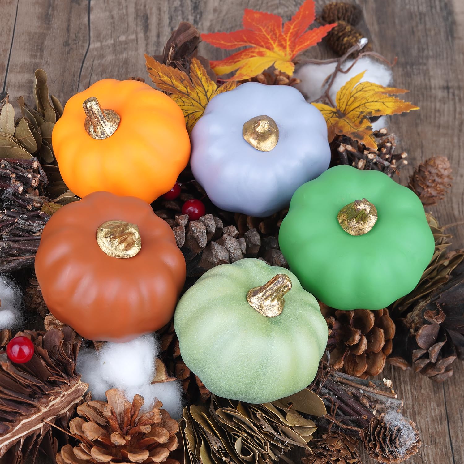 Artmag 16 Pcs Artificial Pumpkins Bulk Faux Harvest Pumpkins Fake Foam Pumpkin for Fall Autumn Halloween Home Thanksgiving Party Holiday Decor Displaying