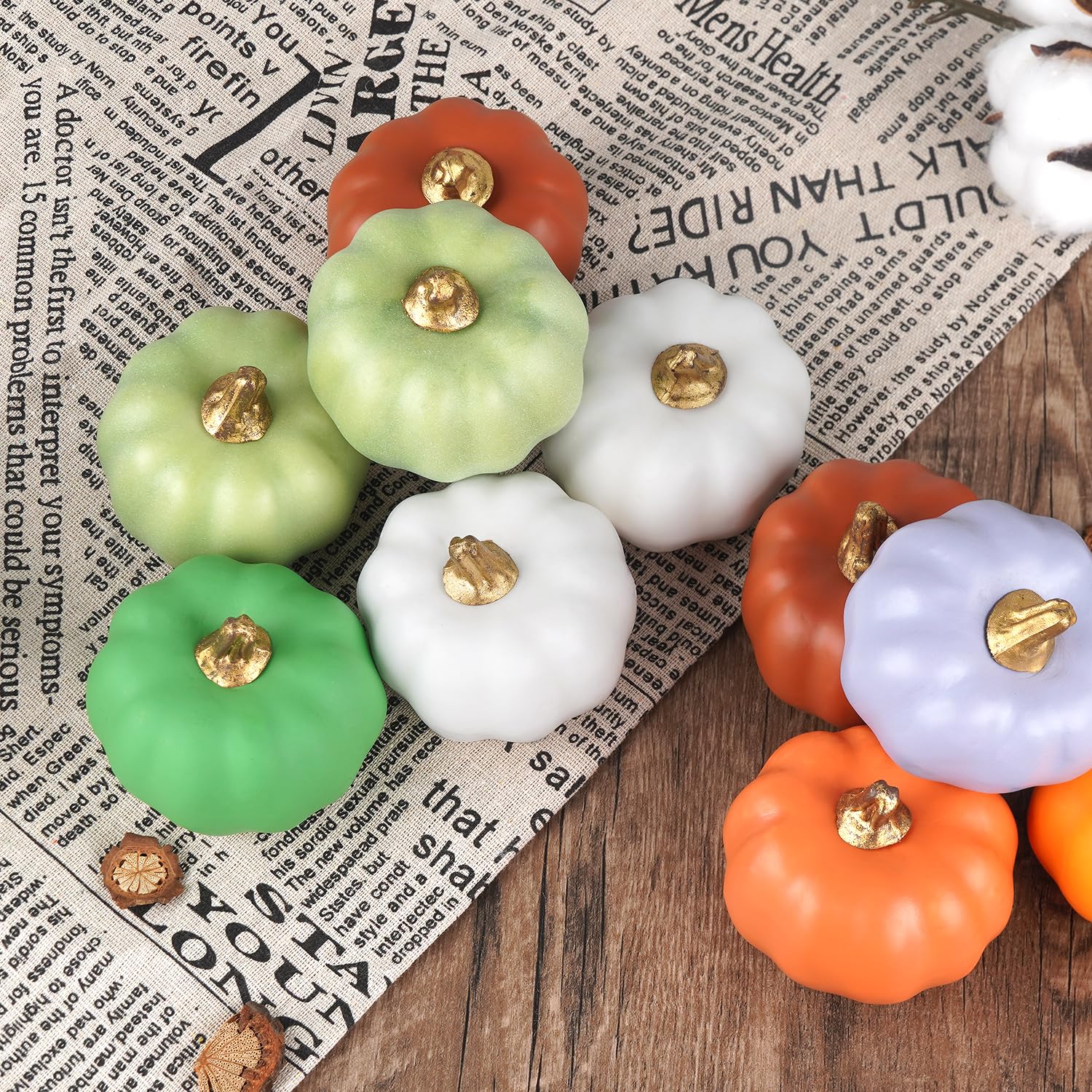 Artmag 16 Pcs Artificial Pumpkins Bulk Faux Harvest Pumpkins Fake Foam Pumpkin for Fall Autumn Halloween Home Thanksgiving Party Holiday Decor Displaying