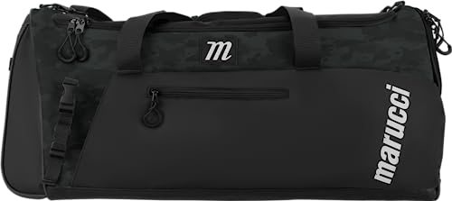 Marucci PRO Utility Duffel Bag V3, Baseball & Fastpitch, Black/Black Duck CAMO, 26" W x 13" D x 12" H