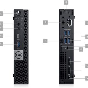 Dell Optiplex 7070 MFF Micro Form Factor Desktop 9th Gen Intel Core i7-9700T 8-Cores Processor, 16GB DDR4 RAM, 256GB SSD, Intel UHD Graphics 630, Windows 10 Pro, with 24" LCD (Renewed)