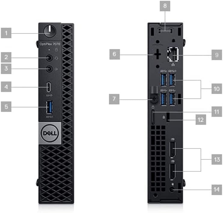 Dell Optiplex 7070 MFF Micro Form Factor Desktop 9th Gen Intel Core i7-9700T 8-Cores Processor, 16GB DDR4 RAM, 256GB SSD, Intel UHD Graphics 630, Windows 10 Pro, with 24" LCD (Renewed)