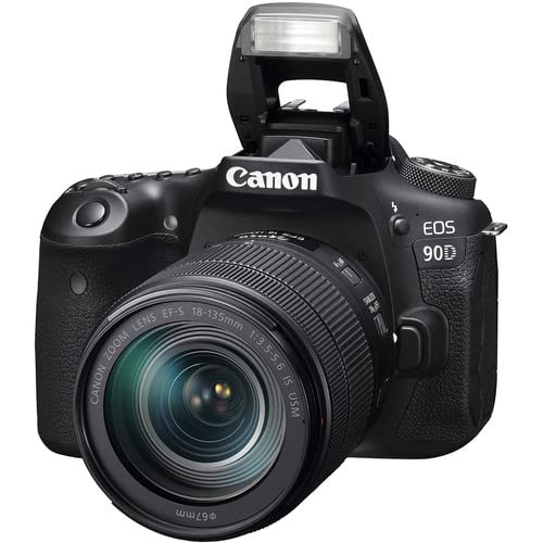 Canon EOS 90D DSLR Camera with EF-S 18-55mm is STM Lens +Canon EF 75-300mm III Lens+500mm f/8 Preset Telephoto Lens+case+256Memory Cards (24PC)