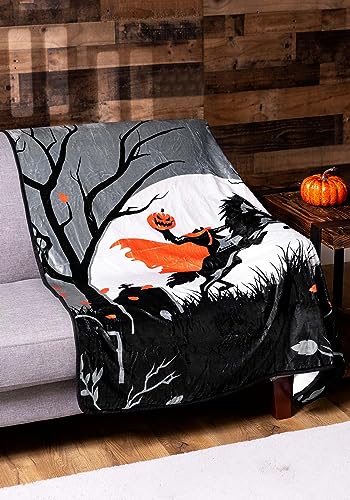 Fun Costumes Headless Horseman Fleece Microfiber Throw Blanket 60" x 48" | Soft & Fuzzy Spooky Horror Halloween Home Decor