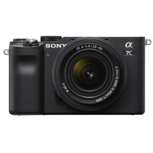 Sony a7C Mirrorless Camera with 28-60mm Lens ILCE7CL/B, 128GB Memory.43 Wide & 2X Lenses, Case. Tripod, Filters, Hood, Grip,Spare Battery & Charger, Software Kit -Deluxe Bundle