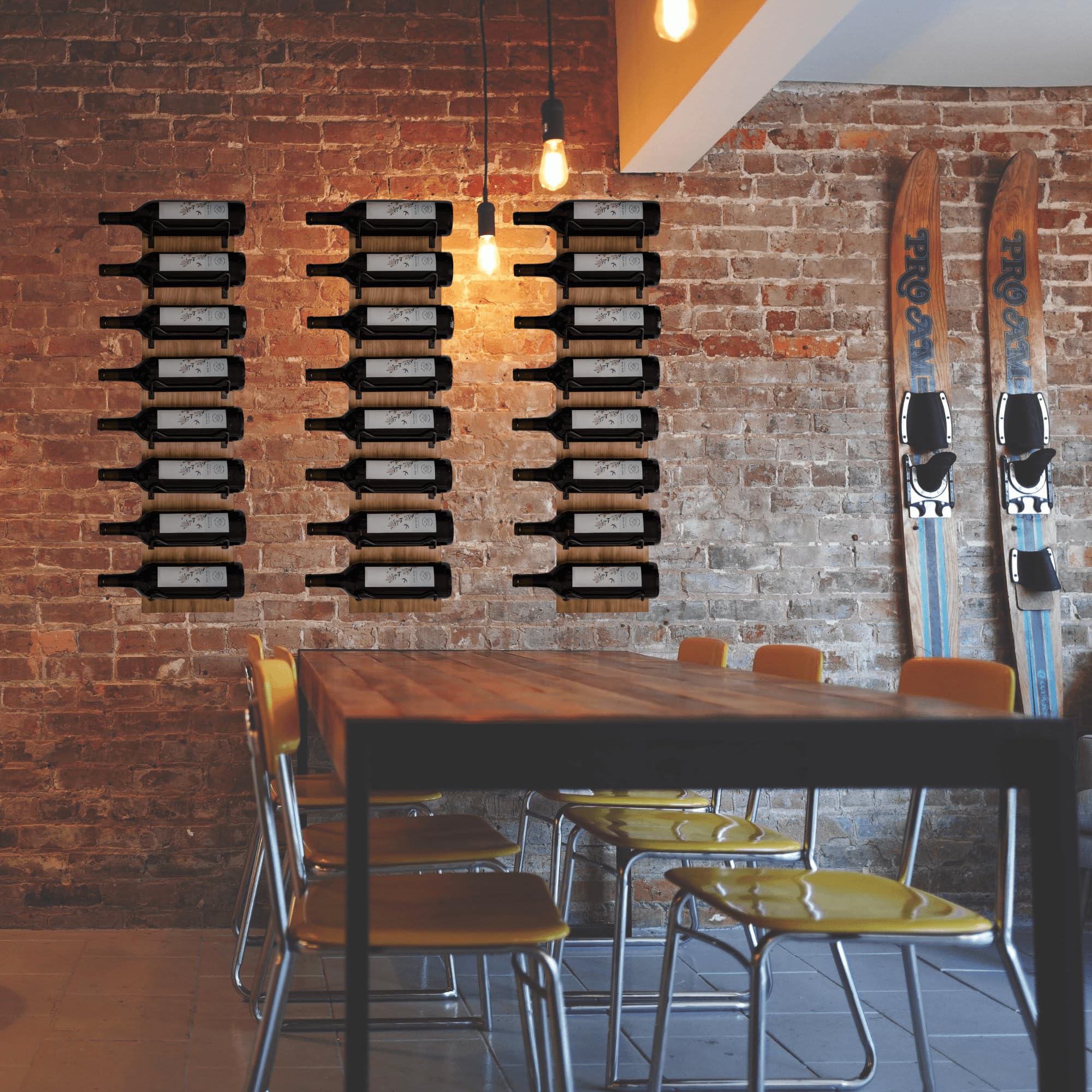Blue River Goods Wine Rack Wall Mounted | 8 Bottle Storage | Wooden Wine Rack for Wall Wine Rack Display | Wall Mount Wine Rack with Black Brackets | Wall-Mounted Wine Racks | Wall Mounted Wine Racks