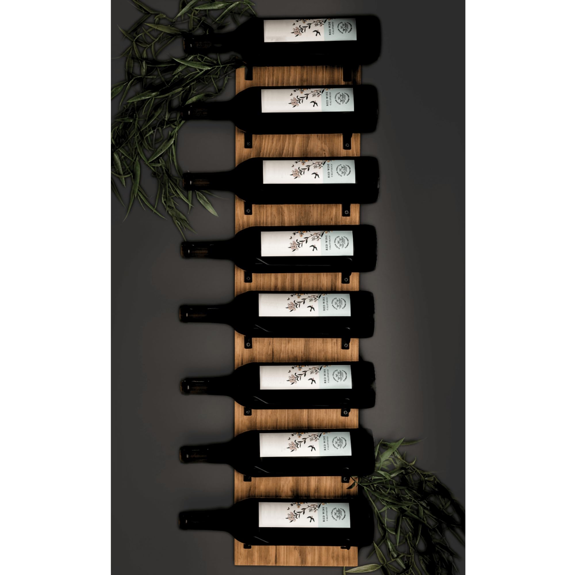 Blue River Goods Wine Rack Wall Mounted | 8 Bottle Storage | Wooden Wine Rack for Wall Wine Rack Display | Wall Mount Wine Rack with Black Brackets | Wall-Mounted Wine Racks | Wall Mounted Wine Racks