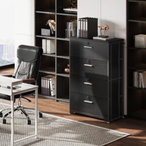 AODK File Cabinet Filing Cabinet for Home Office, Large File Cabinets with Lock, Office Storage Cabinet 4 Drawer for Legal/Letter/A4 File, Black