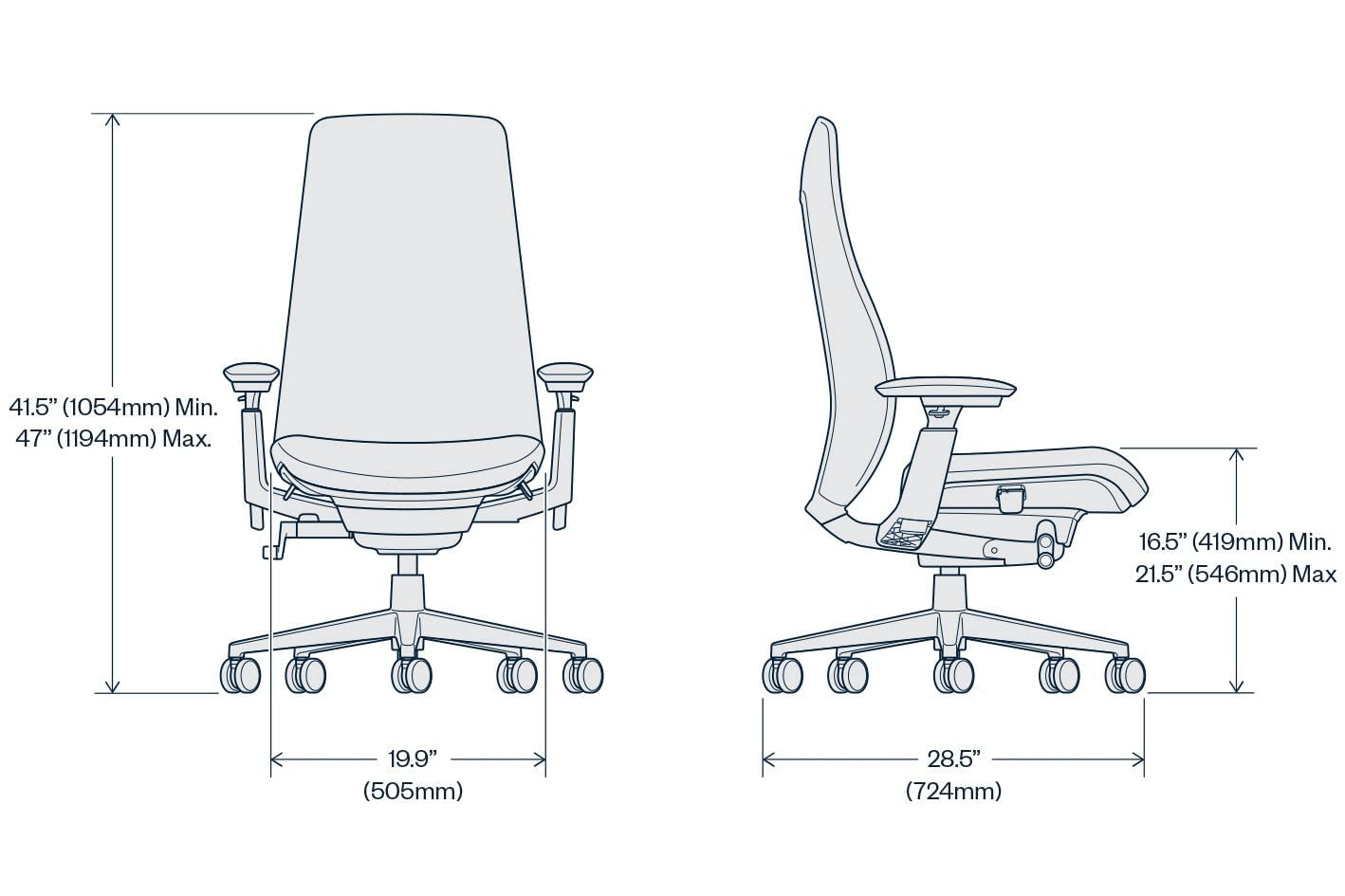 Haworth Fern Office Chair – Ergonomic and Stylish Desk Chair with Breathable Mesh Finish - with Lumbar Support (Coal)