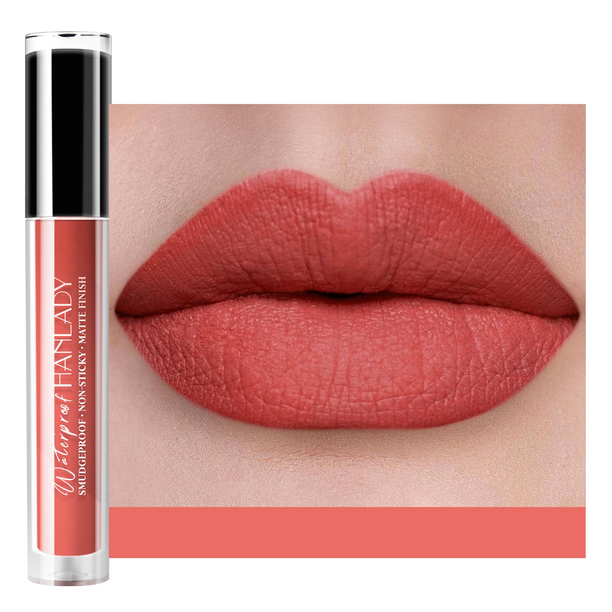 HANLADY Red Lipstick Matte, Pink Liquid Lipstick Long Lasting for Women, Smudgeproof Nude Lipsticks Color Stay Lip Stain No Transfer No Smear, Vegan & Cruelty-Free (902 Love Life)