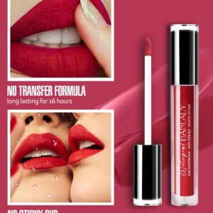 HANLADY Red Lipstick Matte, Pink Liquid Lipstick Long Lasting for Women, Smudgeproof Nude Lipsticks Color Stay Lip Stain No Transfer No Smear, Vegan & Cruelty-Free (902 Love Life)