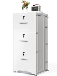 aodk file cabinet fully assembled filing cabinet for home office, small file cabinets with lock, office storage cabinet 3 drawer for legal/letter/a4 file, white