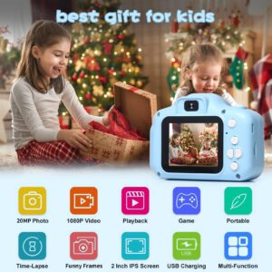 Kids Camera, Christmas Birthday Gifts for Boys Age 3-9, HD Digital Video Cameras for Toddler, Portable Toy for 3 4 5 6 7 8 Year Old Boy with 32GB SD Card(Blue)