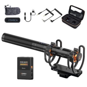 comica vm30 shotgun microphone - professional wireless mic for dslr camera, smartphone and pc with 70/150hz, 328' range, usb c digital output- perfect for video recording, podcasting and interview