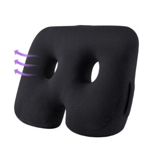 seat cushions for office chairs, tailbone pain relief cushion, ergonomic orthopedic chair seat cushions seat pillow for office, home chair, car, wheelchair, hip, coccyx, sciatic (black)