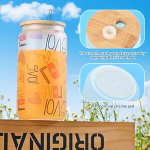 MAFYE Sublimation Glass Blanks With Bamboo Lid, 16OZ Frosted Sublimation Beer Can Glass with Glass Straws Gift Box Mason Jar Cups Mug Travel Tumbler for Beer, Juice, Soda, Iced Coffee, Drinks(8 PACK)