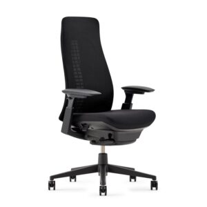 haworth fern office chair – ergonomic and stylish desk chair with breathable mesh finish - without lumbar support (coal)