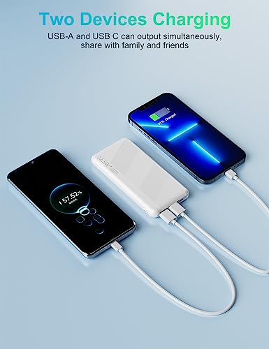 MOSKIZ Portable Charger 2 Pack, 10000mAh Power Bank Fast Charging USB C 20W, Battery Pack for iPhone, Android Cell Phone, Tablet, Lightweight Slim External Charger for Camping, Hiking, Travel