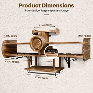 Homde Wine Rack Wall Mounted Wood + Airplane Wine Wall Bar