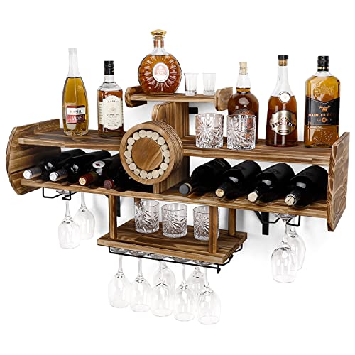 Homde Wine Rack Wall Mounted Wood + Airplane Wine Wall Bar