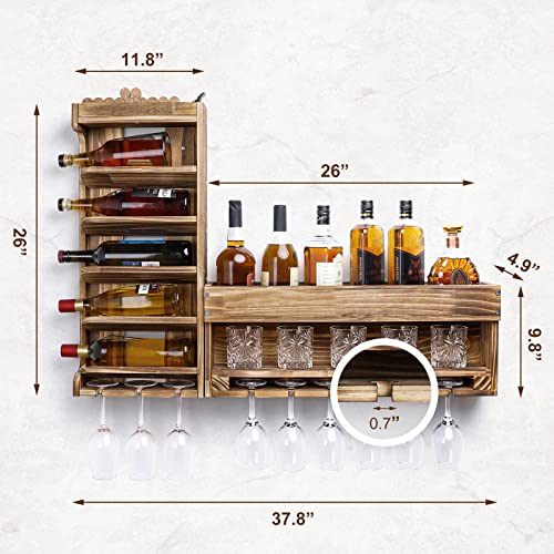 Homde Wine Rack Wall Mounted Wood + Airplane Wine Wall Bar