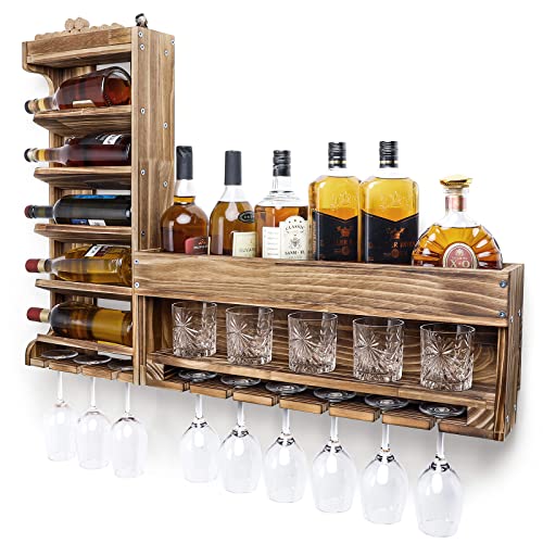 Homde Wine Rack Wall Mounted Wood + Airplane Wine Wall Bar