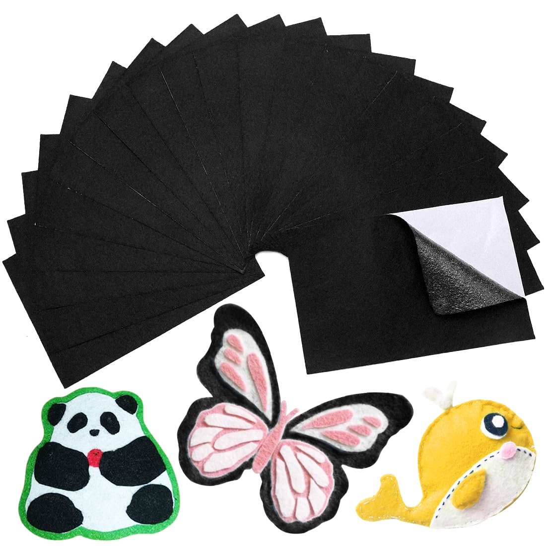 Eppingwin 20 PCS Black Felt, Soft Felt Sheets, 7"x11.3" Felt Fabric Sheets, Rectangle Felt Sheets with Adhesive Backing, Felt for Crafts