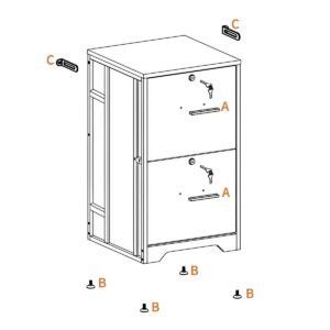 AODK File Cabinet Fully Assembled Filing Cabinet for Home Office, Small File Cabinets with Lock, Office Storage Cabinet 2 Drawer for Legal/Letter/A4 File, Black