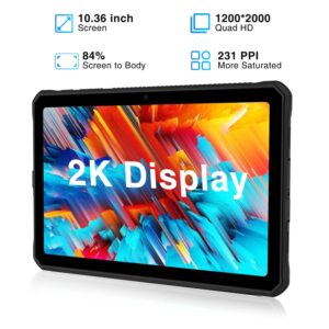 DOOGEE R10 Android 13 Tablet, 10.36 inch 2K Display Rugged Tablet,10800mAh,128GB/2TB Expandable, Octa Core Gaming Tablet, Helio G99, High-Res Quad Speakers,20MP Camera Tablets, Bluetooth, OTG/WiF6