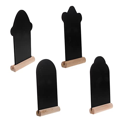 STOBOK 4pcs Tombstone Blackboard Decoration Desk Topper Decor for Home Woodsy Decor Desktop Decors Note Blackboards Decors Message Board Signs Display Board Household Wooden Mini Craft