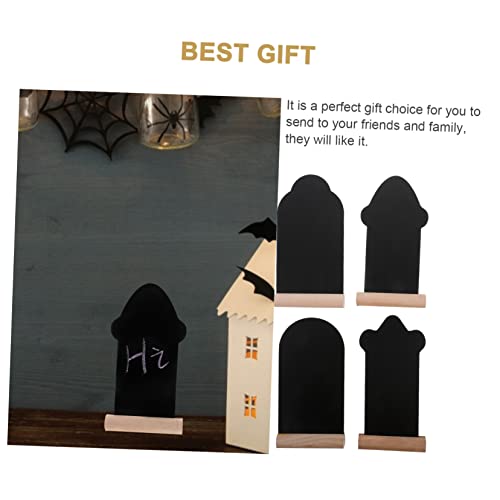 STOBOK 4pcs Tombstone Blackboard Decoration Desk Topper Decor for Home Woodsy Decor Desktop Decors Note Blackboards Decors Message Board Signs Display Board Household Wooden Mini Craft