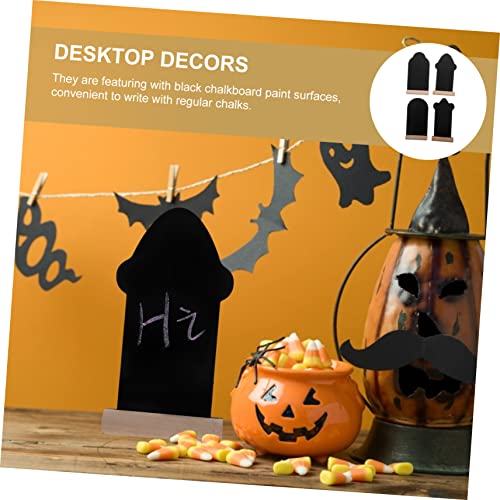 STOBOK 4pcs Tombstone Blackboard Decoration Desk Topper Decor for Home Woodsy Decor Desktop Decors Note Blackboards Decors Message Board Signs Display Board Household Wooden Mini Craft