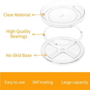 vacane 2-Pack 13Inch Lazy Susan Cabinet Organizer, Plastic Rotating Organizer Spice Rack Condiment Organizer for Pantry, Countertop, Cupboard, Refrigerator-Clear