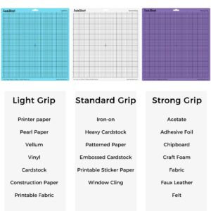 Cutting Mats for Silhouette Cameo 4/3/2/1 - Lya Vinyl 6 Pack 12X12 inch Variety Adhesive Sticky Quilting Cutting Mats Replacement for Silhouette Cameo Accessories (StandardGrip, LightGrip, StrongGrip)