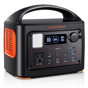 portable power station, 504wh solar generator 300w(500w peak) pure sine wave ac outlet with car charger, dc cable, portable generator for home use outdoor camping blackout emergency backup