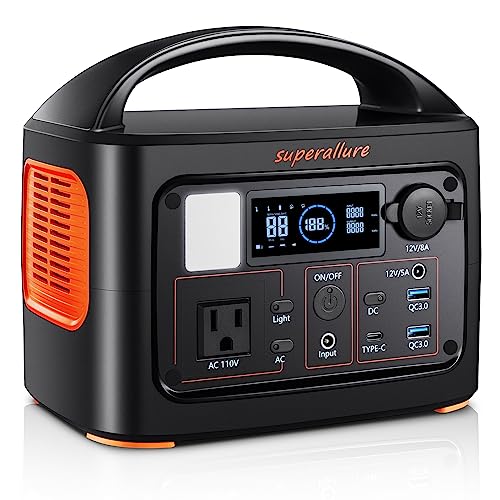 Portable Power Station, 504Wh Solar Generator 300W(500W Peak) Pure Sine Wave AC Outlet with Car Charger, DC cable, Portable Generator for Home Use Outdoor Camping Blackout Emergency Backup