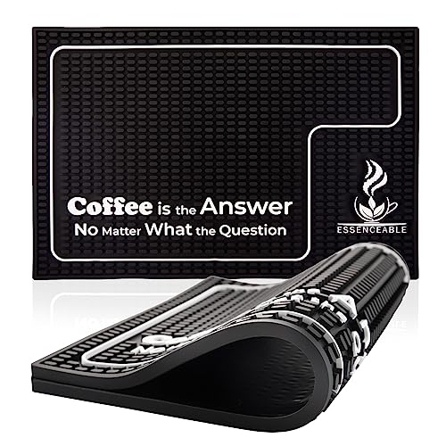 ESSENCEABLE Coffee Mat - Coffee Mat Mats for Countertop - 18" x 12" - Non-Slip, Heat-Resistant, Easy-to-Clean Coffee Matt for Counter - Premium Quality Coffee Station Mat, Espresso Mat