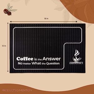 ESSENCEABLE Coffee Mat - Coffee Mat Mats for Countertop - 18" x 12" - Non-Slip, Heat-Resistant, Easy-to-Clean Coffee Matt for Counter - Premium Quality Coffee Station Mat, Espresso Mat