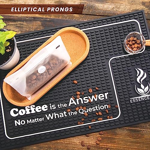 ESSENCEABLE Coffee Mat - Coffee Mat Mats for Countertop - 18" x 12" - Non-Slip, Heat-Resistant, Easy-to-Clean Coffee Matt for Counter - Premium Quality Coffee Station Mat, Espresso Mat