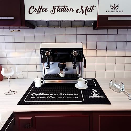 ESSENCEABLE Coffee Mat - Coffee Mat Mats for Countertop - 18" x 12" - Non-Slip, Heat-Resistant, Easy-to-Clean Coffee Matt for Counter - Premium Quality Coffee Station Mat, Espresso Mat