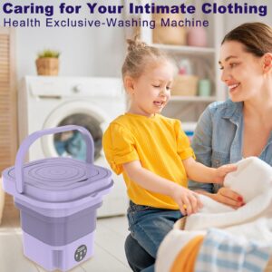 Portable Washing Machine, 2 in 1 Mini Foldable Washer with Spin Dryer Small Bucket, 8L Large Intelligent Laundry Machine for Baby Clothes, Underwear, Apartment, Camping, RV, Gift, Travel, Purple